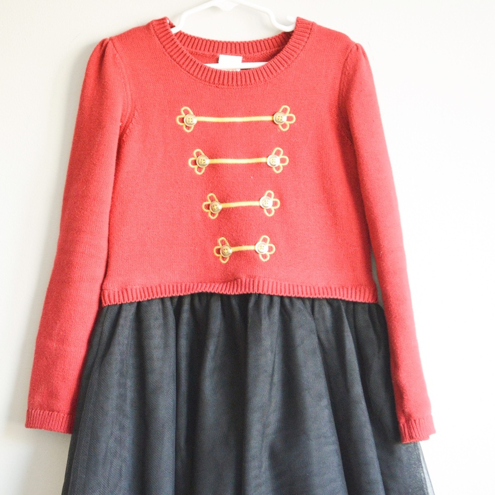 Girls Nutcracker Uniform Sweater Dress - Nutcracker - Red